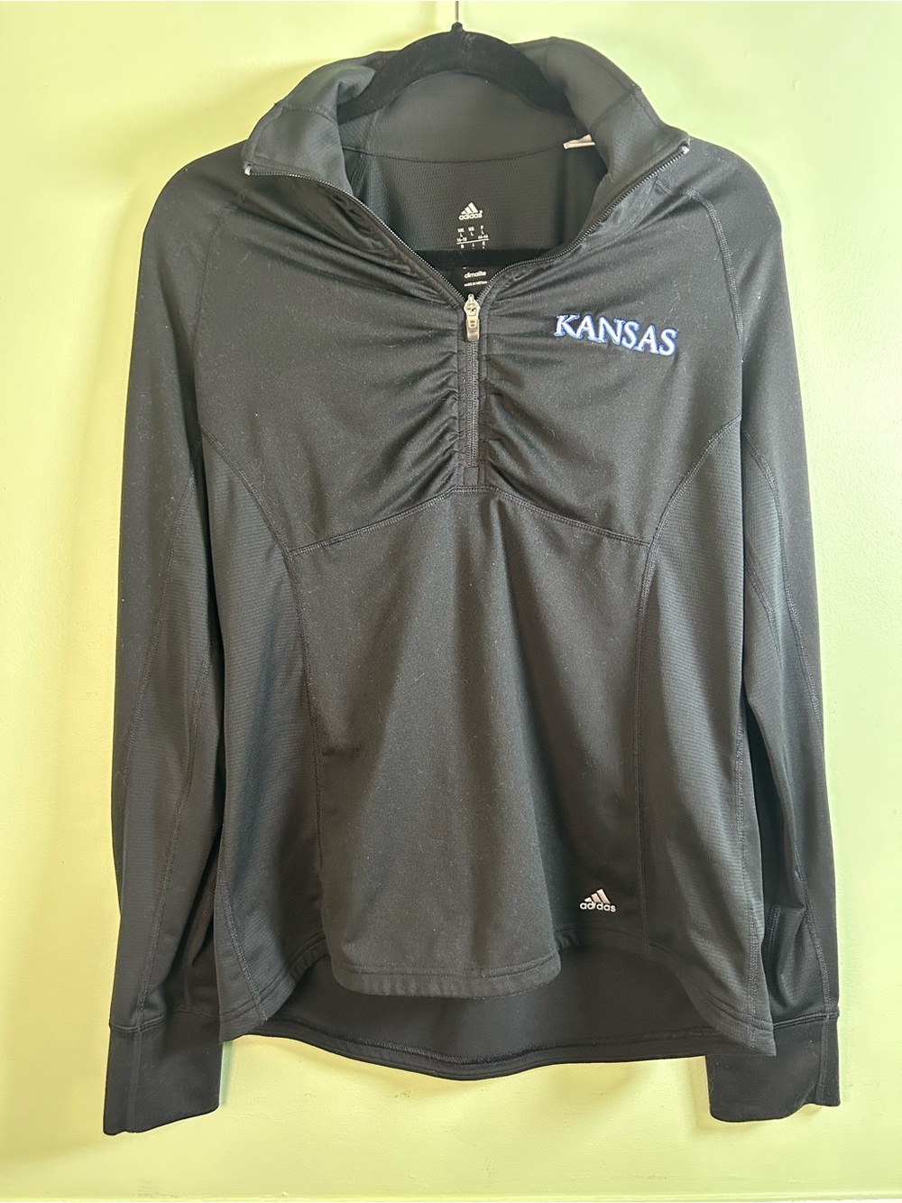 adidas Black Kansas/KU Quarter-Zip Pullover